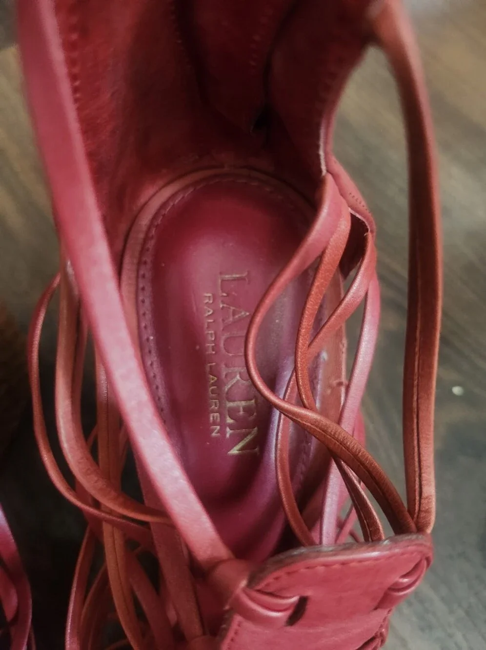 Ralph Lauren Red Strappy Alexandrea Wedge Sandals